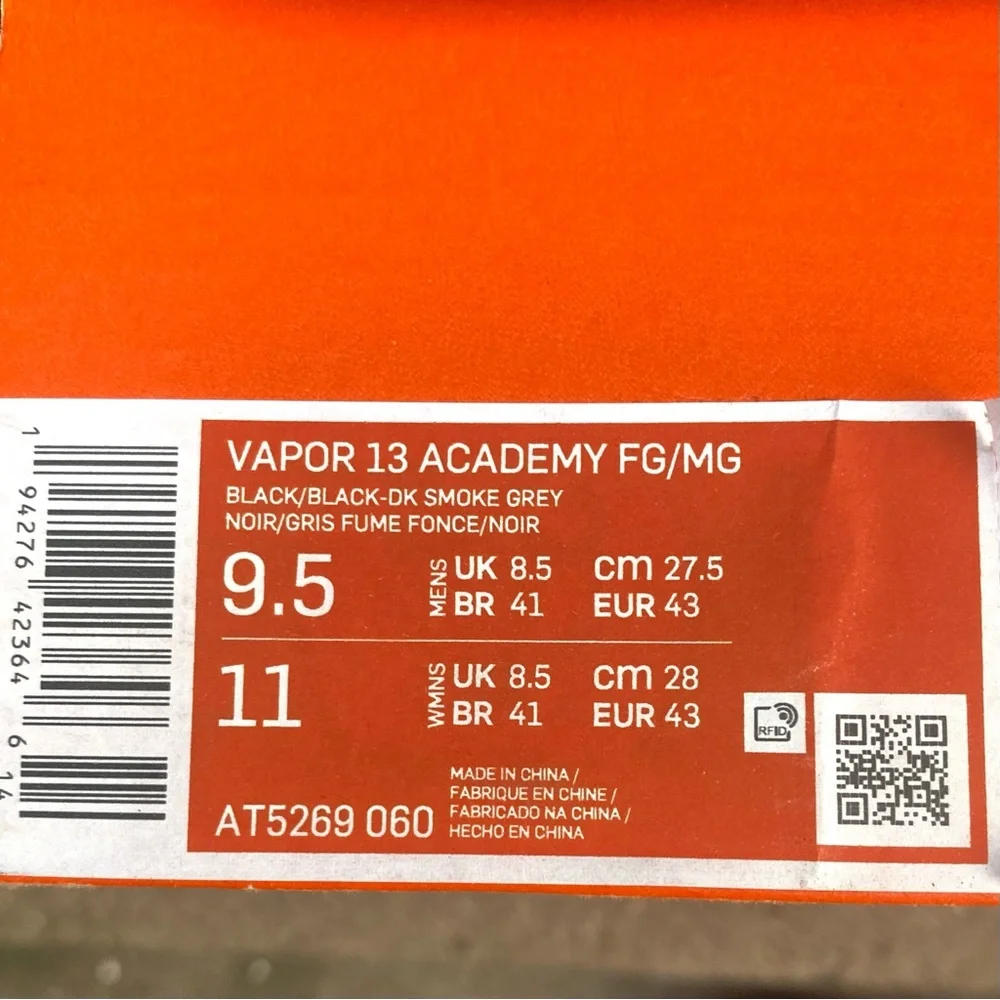 Nike Vapor 13 Academy FG/MG Soccer Cleats - (AT5269 060) size 9.5 NWT - Picture 10 of 11